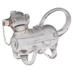 Antique 20th Century English Solid Silver & Glass Novelty Claret Jug c.1916