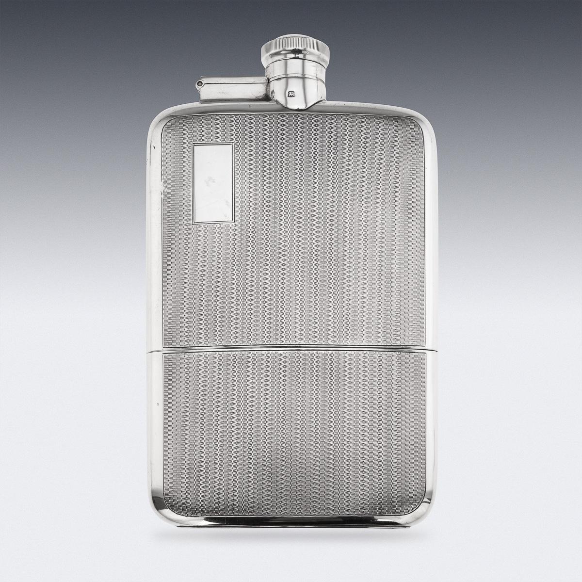 Antike englische Hip Flask & Cup aus massivem Silber des 20. Jahrhunderts, London um 1926 (Sonstiges) im Angebot