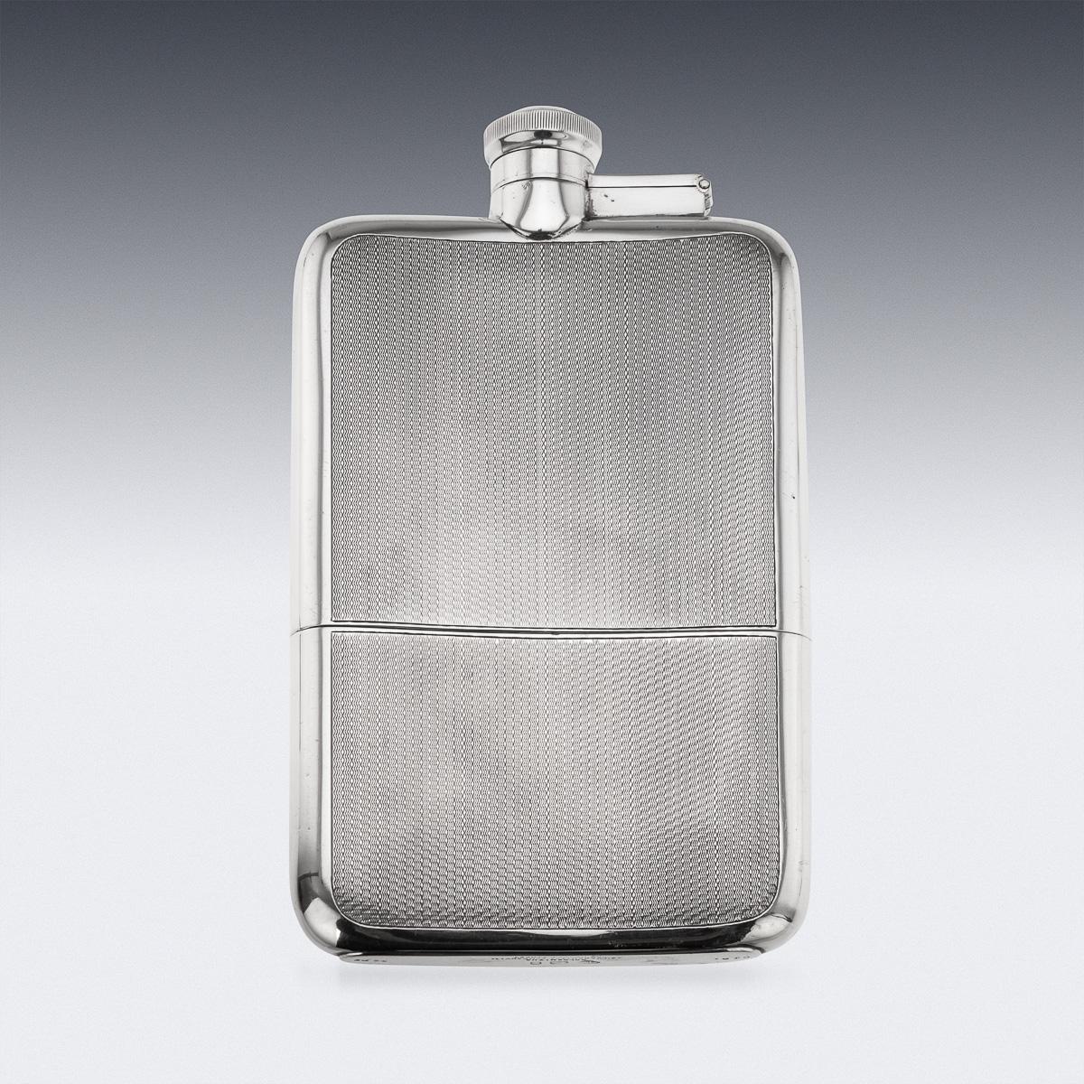 Antike englische Hip Flask & Cup aus massivem Silber des 20. Jahrhunderts, London um 1926 (Britisch) im Angebot