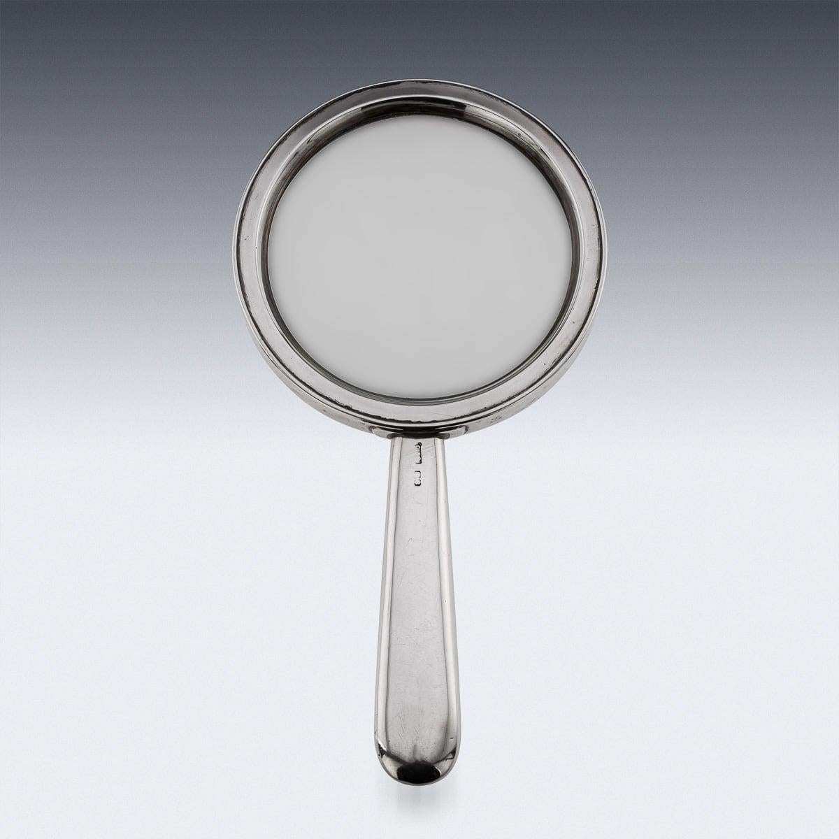 British Antique 20th Century English Solid Silver Magnifying Glass, Chester c.1916 For Sale