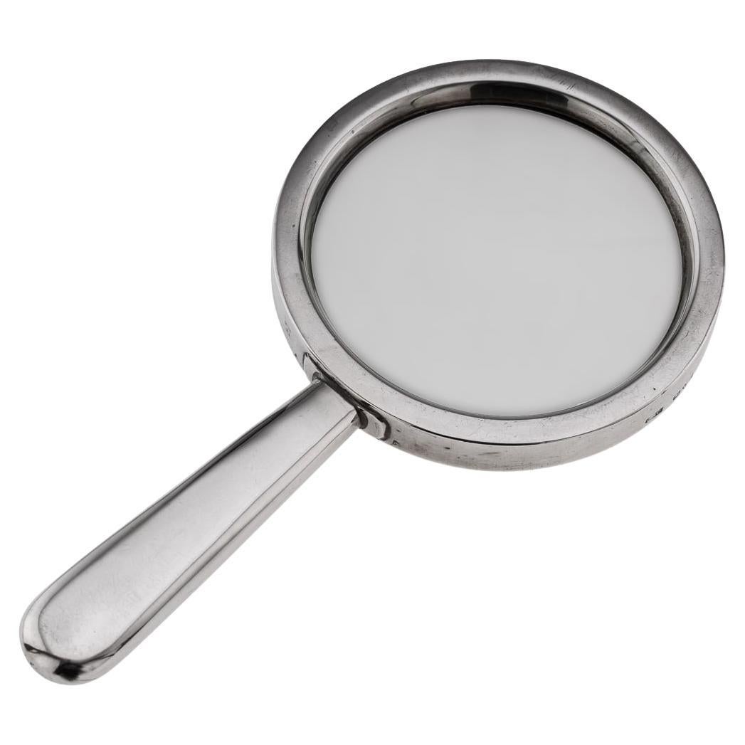 Antique 20th Century English Solid Silver Magnifying Glass, Chester c.1916 For Sale