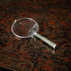 Antique 20th Century English Solid Silver & Shagreen Magnifying Glass c.1911
