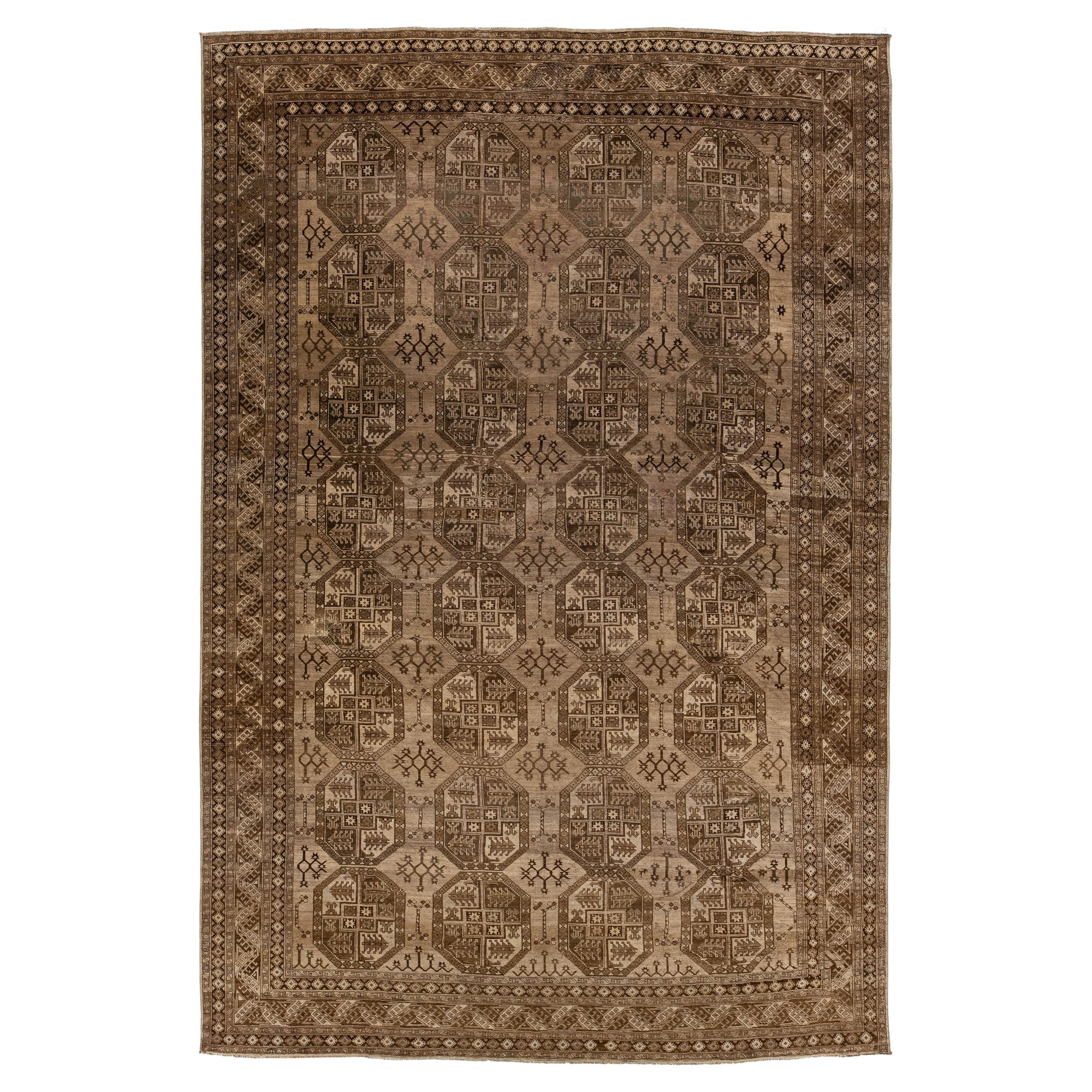 Antique 20th Century Ersari Turkmen Rug  Authentic Tribal Gull Design For Sale