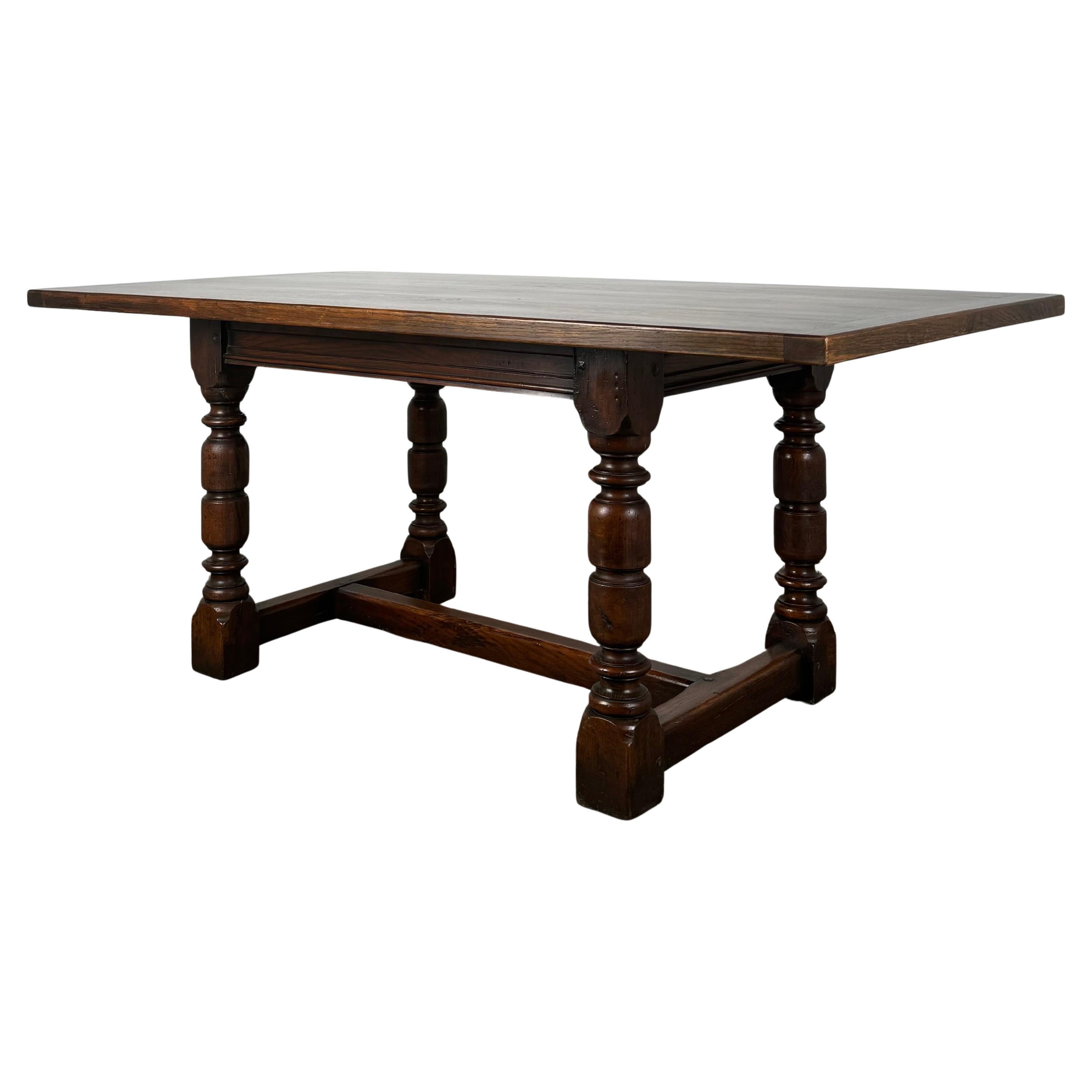 Table de salle à manger ancienne du 20ème siècle en chêne massif ( REF AF-3380 )