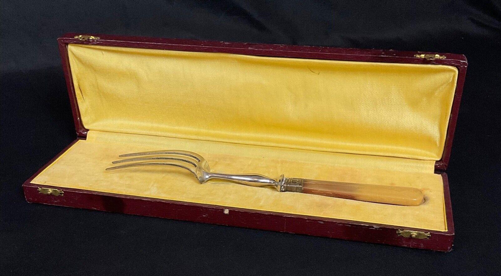 Fourchette pour Gigot du 20e siècle en acier forgé et bakélite, dans sa boîte 2Y531 Bon état - En vente à Bordeaux, FR
