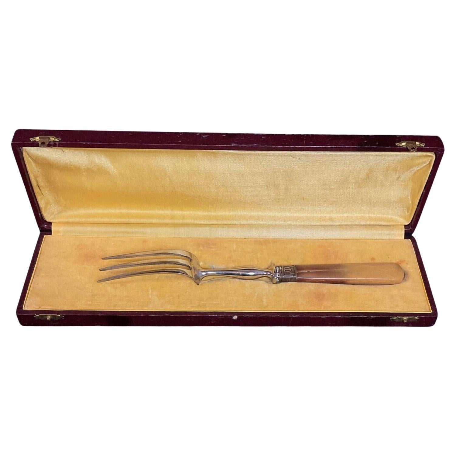 Antique 20th Century Fork for Gigot in Forged Steel and Bakelite, in Box- 2Y531