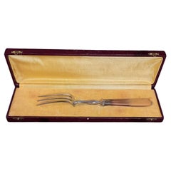 Vintage 20th Century Fork for Gigot in Forged Steel and Bakelite, in Box- 2Y531