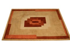 Antique 20th Century French Art Deco Rug in Beige with Bold Design - Rug & Kilim