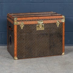 Antico baule per cappelli francese del XX secolo in tela Chevron di Goyard, Parigi, C.C.