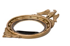 Antique 20th Century French Napoleon III or Empire Gold Convex Eagle Mirror