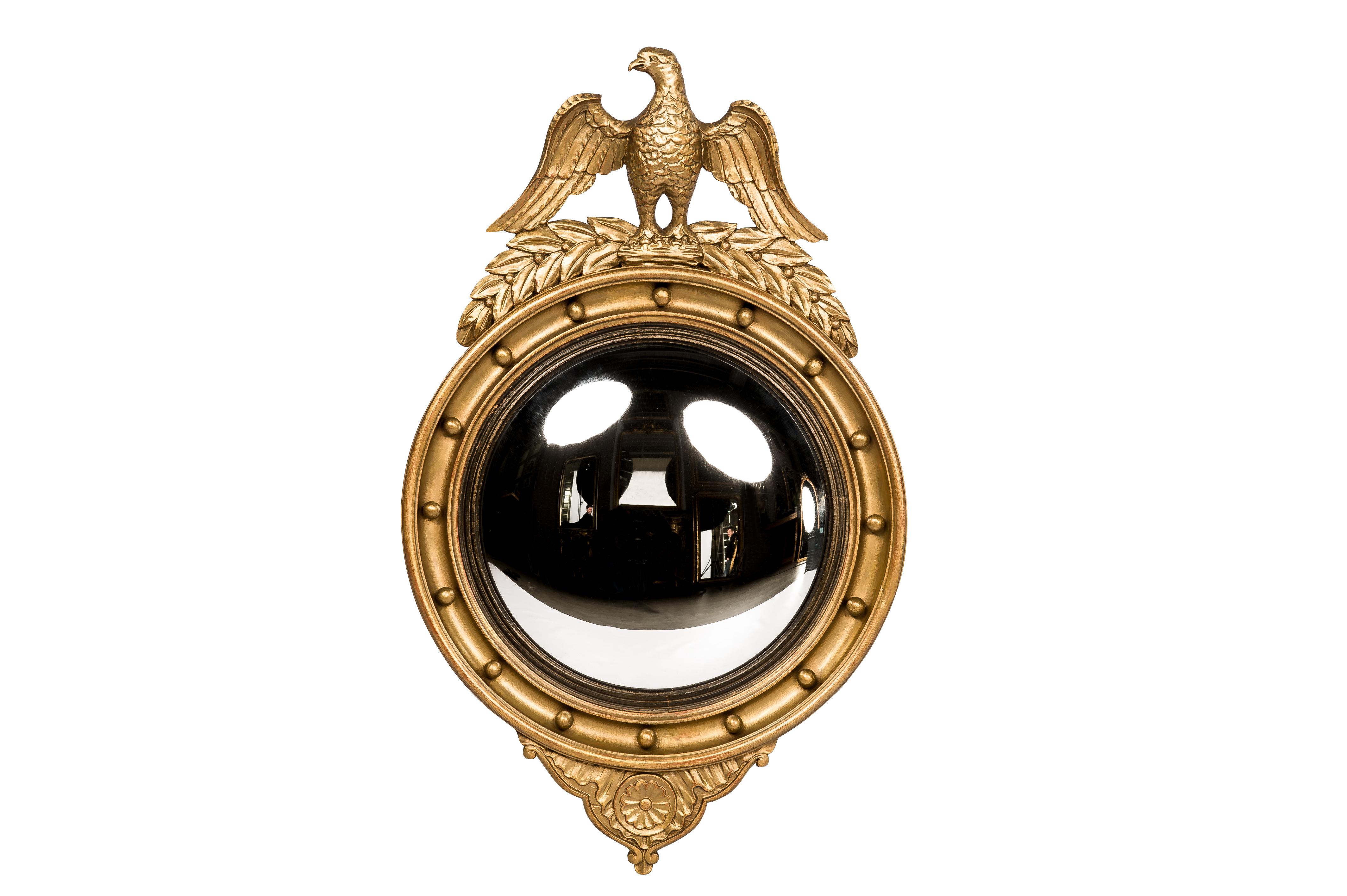 Antique 20th Century French Napoleon III or Empire Gold Convex Eagle Mirror 2