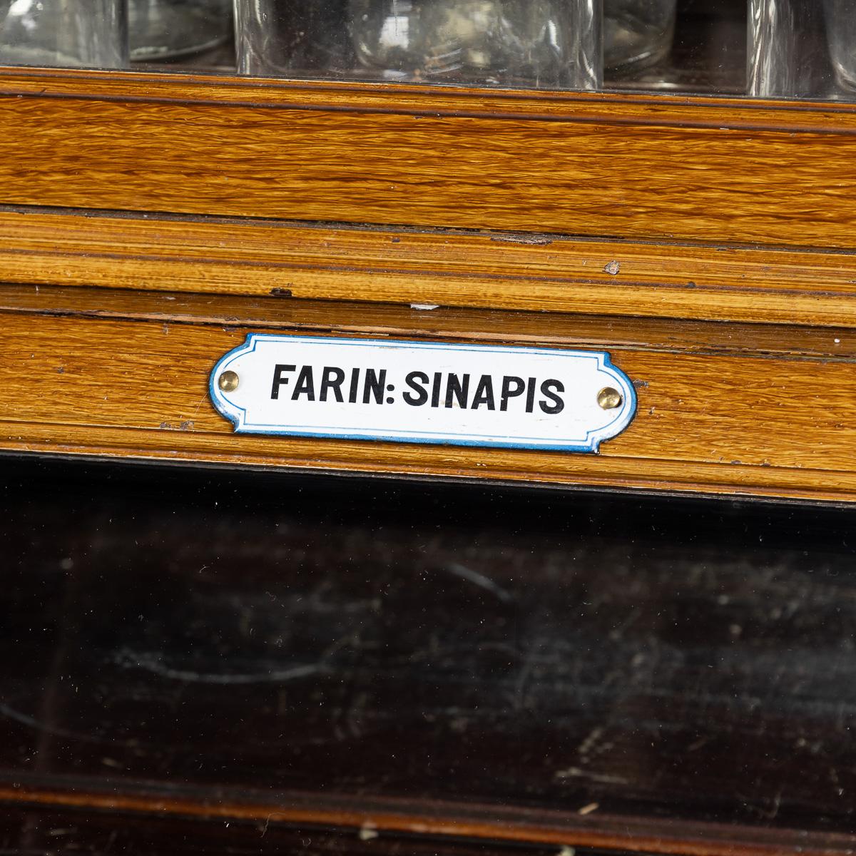 Antiguo Gabinete de Farmacia Francés del Siglo XX de Pino Desmenuzado y Cristal c.1900 Vidrio en venta