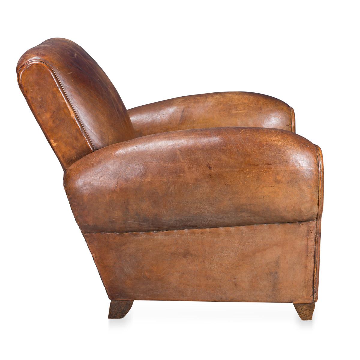 Antique 20th Century French Sheepskin Leather Armchair, circa 1920 In Excellent Condition In Royal Tunbridge Wells, Kent