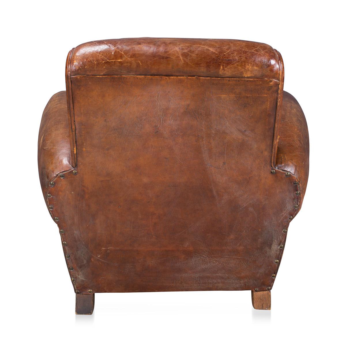 Antique 20th Century French Sheepskin Leather Armchair, circa 1920 1