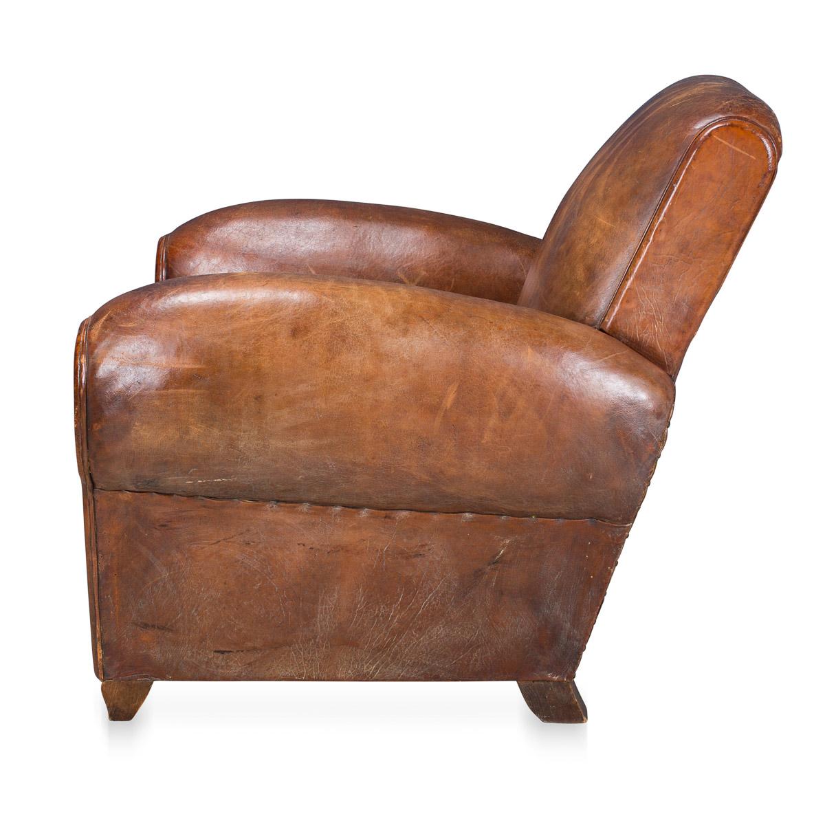 Antique 20th Century French Sheepskin Leather Armchair, circa 1920 2