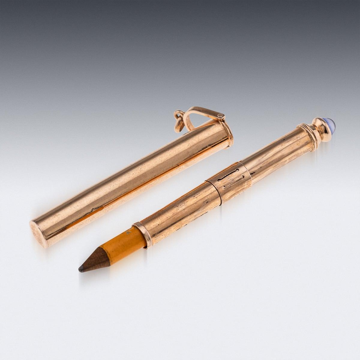Other Antique 20th Century French Solid Gold & Sapphire Retractable Pencil c.1900 For Sale