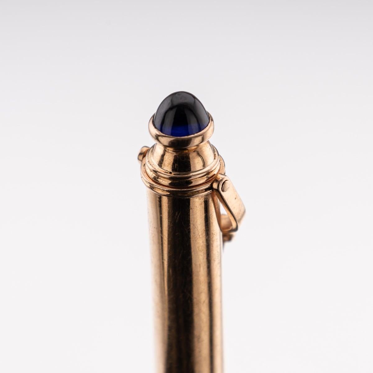 Antique 20th Century French Solid Gold & Sapphire Retractable Pencil c.1900 For Sale 3