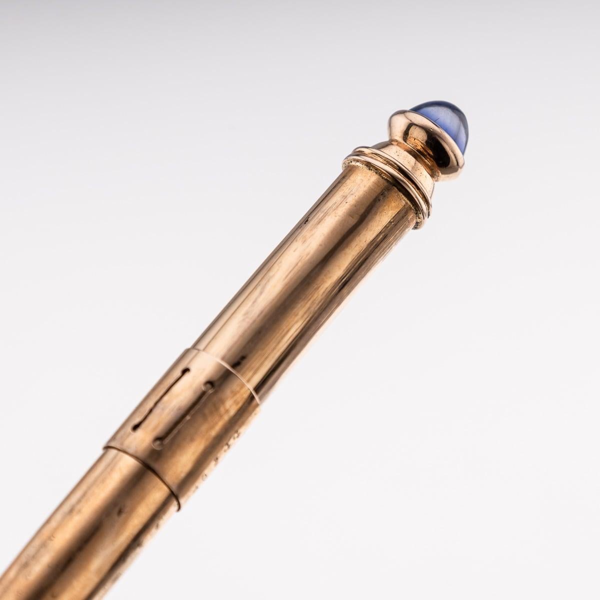 Antique 20th Century French Solid Gold & Sapphire Retractable Pencil c.1900 For Sale 5