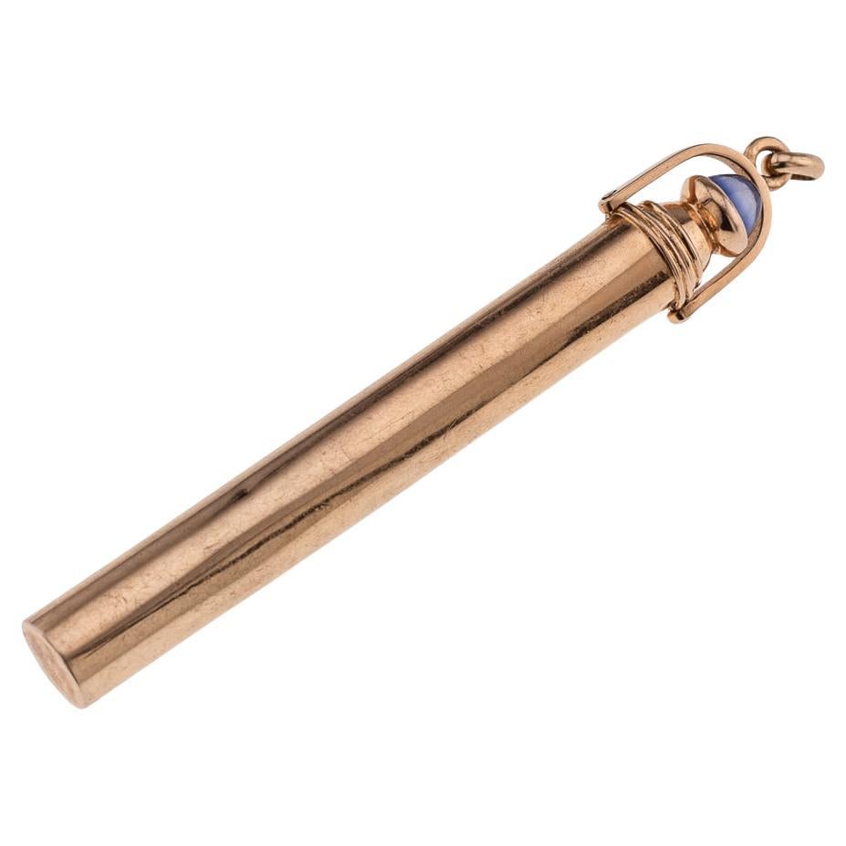 Antique 20th Century French Solid Gold & Sapphire Retractable Pencil c.1900