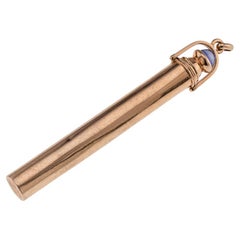 Antique crayon rétractable français du 20ème siècle en or massif et saphir, c.1900