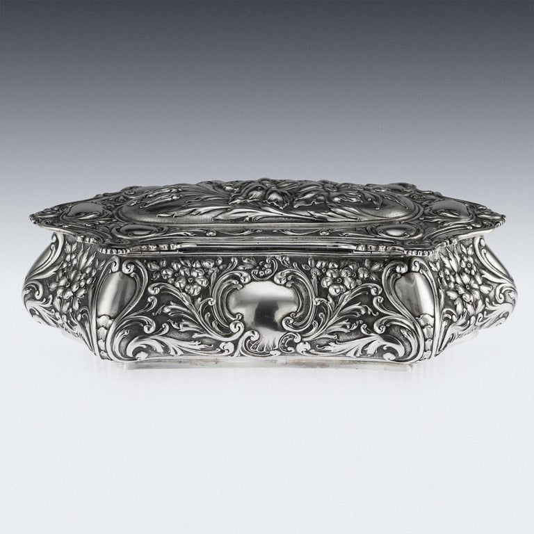 Antique 20th Century German Art Nouveau Solid Silver Jewellery Box