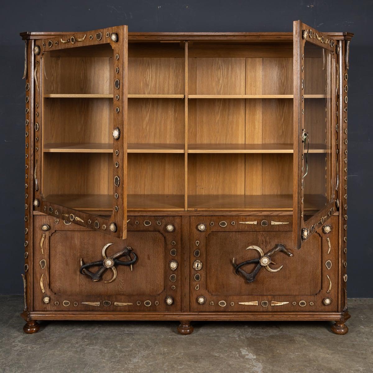 Other Antique 20th Century German Black Forest Oak & Antler Cabinet c.1900 For Sale