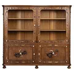 Antique 20th Century German Black Forest Oak & Antler Cabinet c.1900