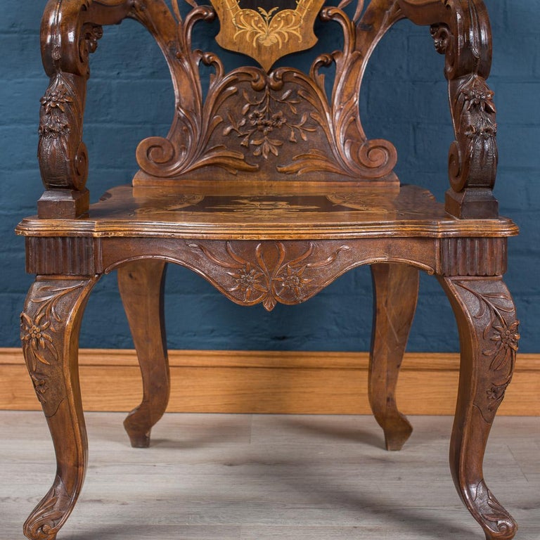 Antique 20th Century German Carved Black Forest Armchair, circa 1900 at ...