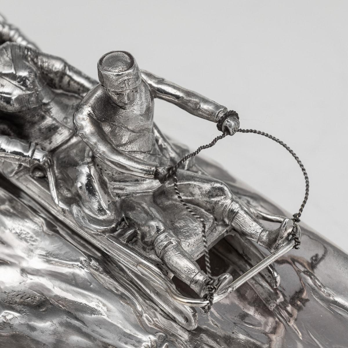 Antique 20th Century German Silver Plated Toboggan Shaped Inkwell, Kayser c.1920 For Sale 5