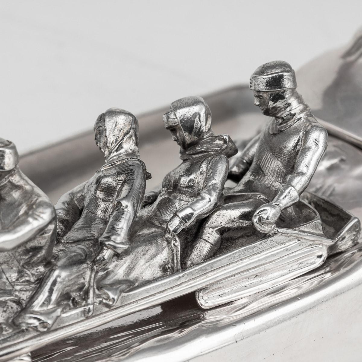 Antique 20th Century German Silver Plated Toboggan Shaped Inkwell, Kayser c.1920 For Sale 9
