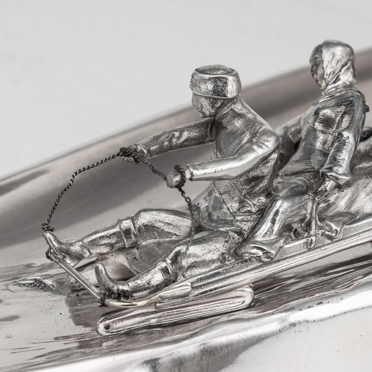 Antique 20th Century German Silver Plated Toboggan Shaped Inkwell, Kayser c.1920 For Sale 10