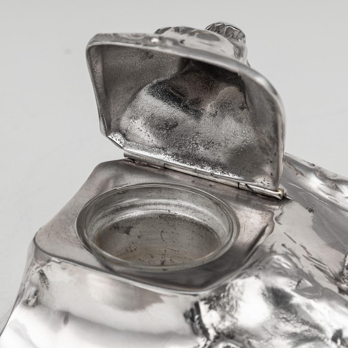 Antique 20th Century German Silver Plated Toboggan Shaped Inkwell, Kayser c.1920 For Sale 2