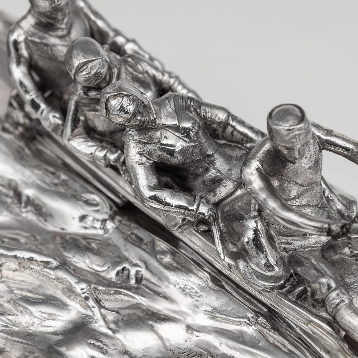 Antique 20th Century German Silver Plated Toboggan Shaped Inkwell, Kayser c.1920 For Sale 4