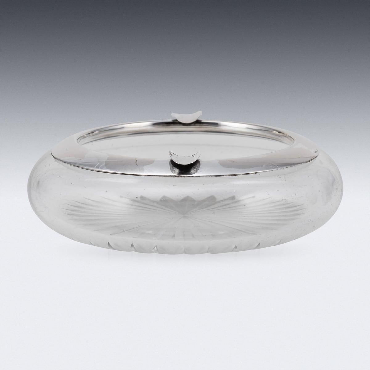 Antique 20th Century German Solid Silver & Cut Glass Cigar Ashtray c.1910 For Sale 1