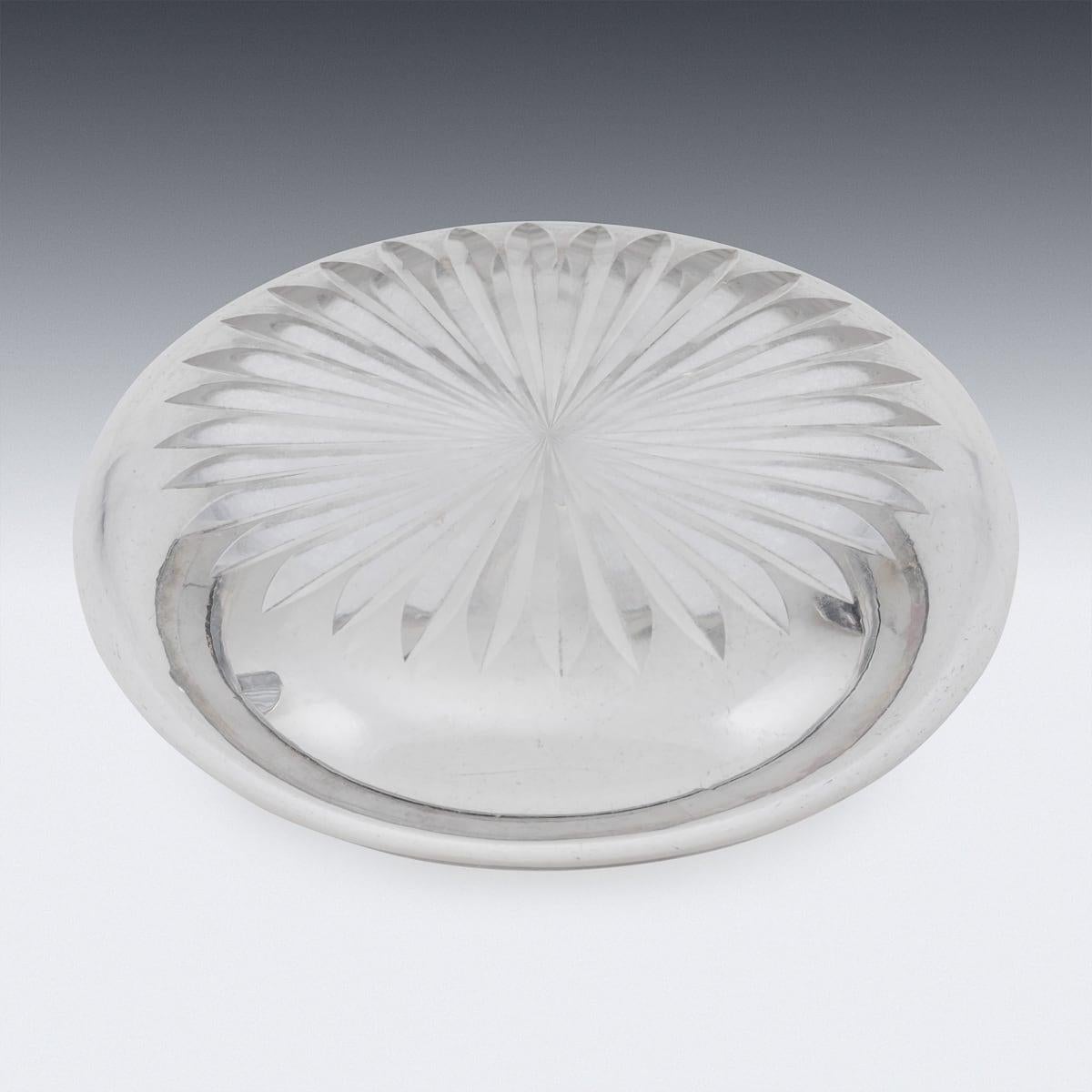 Antique 20th Century German Solid Silver & Cut Glass Cigar Ashtray c.1910 For Sale 2