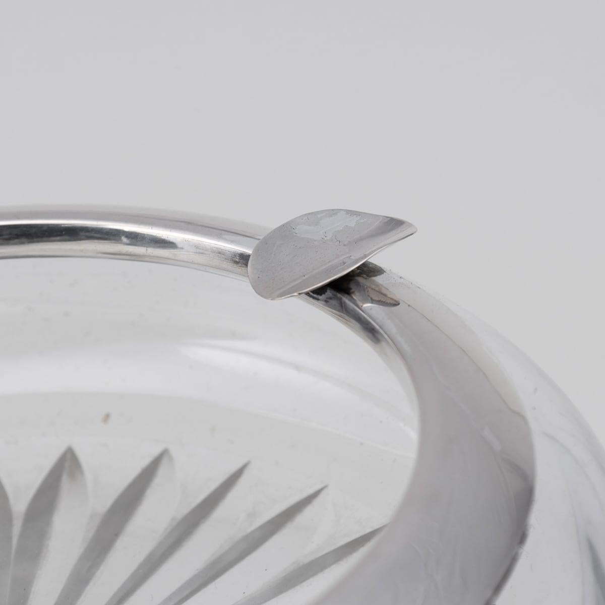 Antique 20th Century German Solid Silver & Cut Glass Cigar Ashtray c.1910 For Sale 4