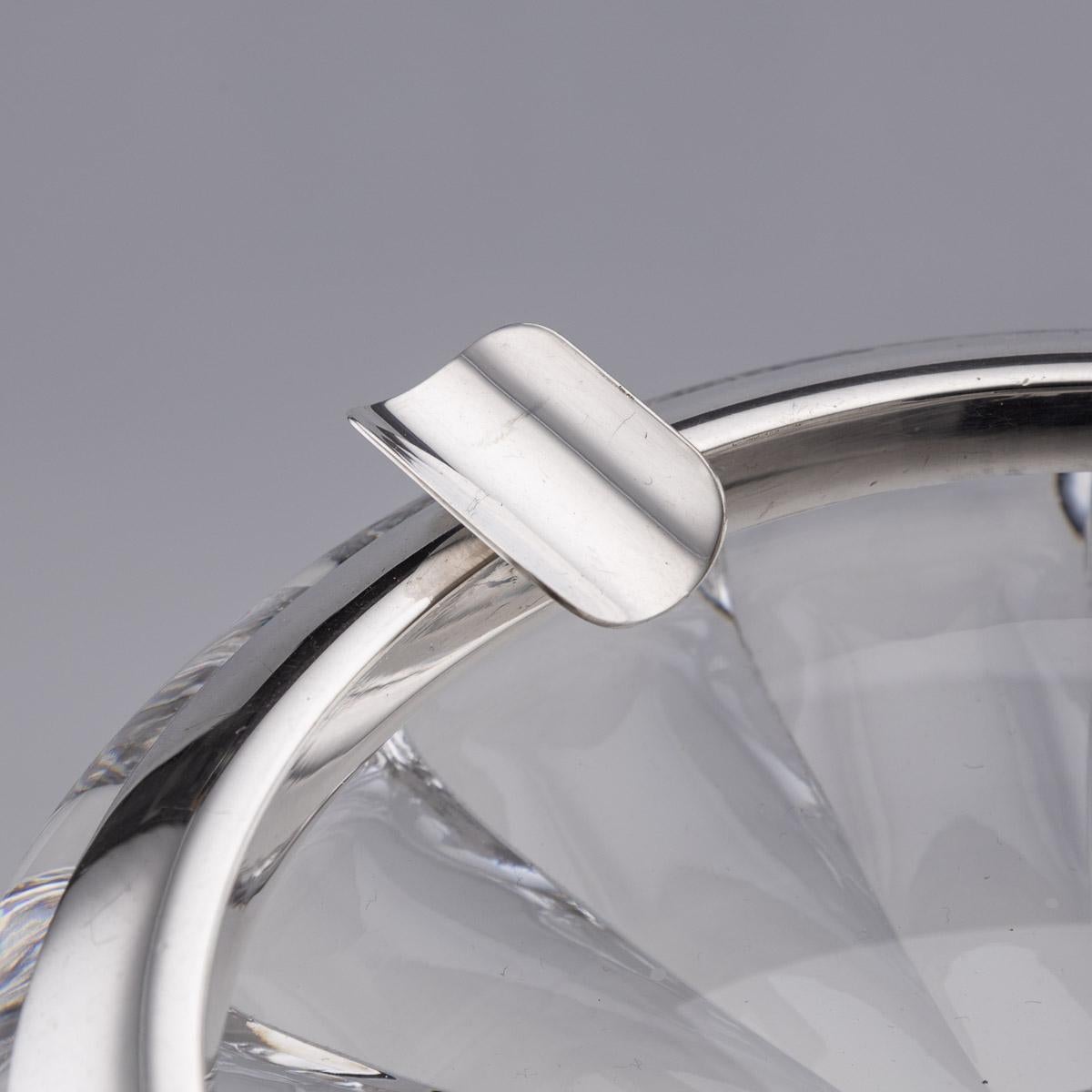 Antique 20th Century German Solid Silver & Cut Glass Large Cigar Ashtray c.1900 In Good Condition In Royal Tunbridge Wells, Kent