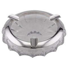Antique 20th Century German Solid Silver & Cut Glass Large Cigar Ashtray c.1900
