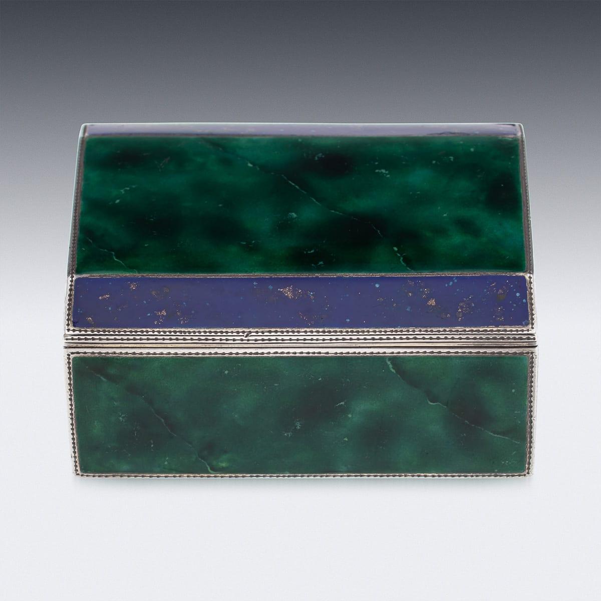 Other Antique 20th Century German Solid Silver & Enamel Cigarette Box c.1900 For Sale