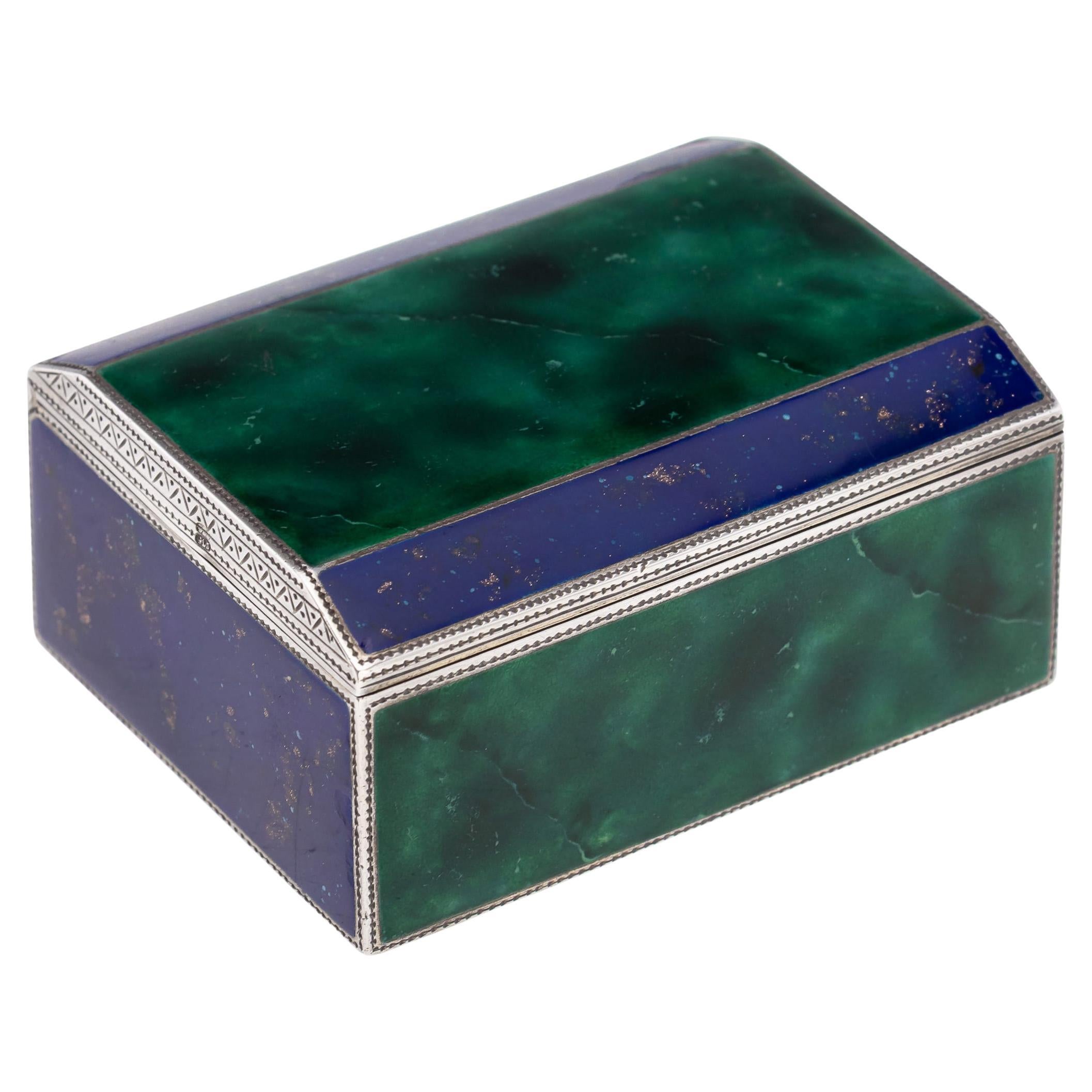 Antigua caja de cigarrillos alemana del siglo XX de plata maciza y esmalte c.1900