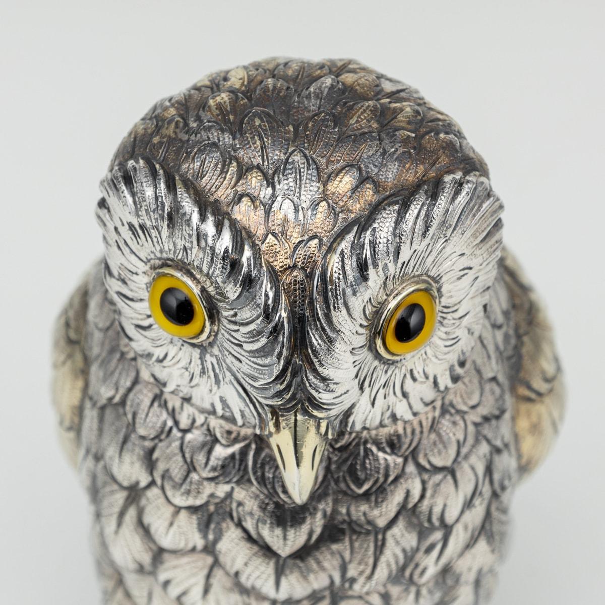 Antique 20th Century German Solid Silver Owl Figure, Hanau c.1920 For Sale 10