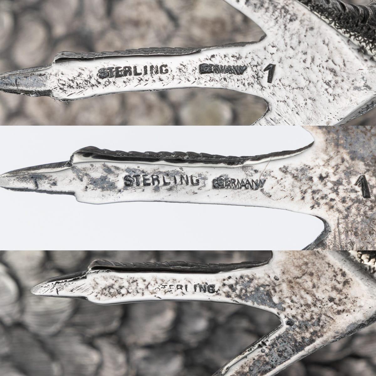 Ancienne paire de statues de faisans en argent massif allemand du 20e siècle, Hanau c.1900 en vente 13