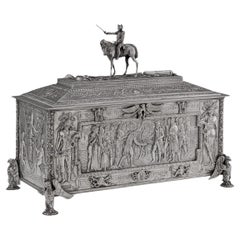 Antique 20th Century German Solid Silver "The Triumph Of Napoleon" Casket c.1900