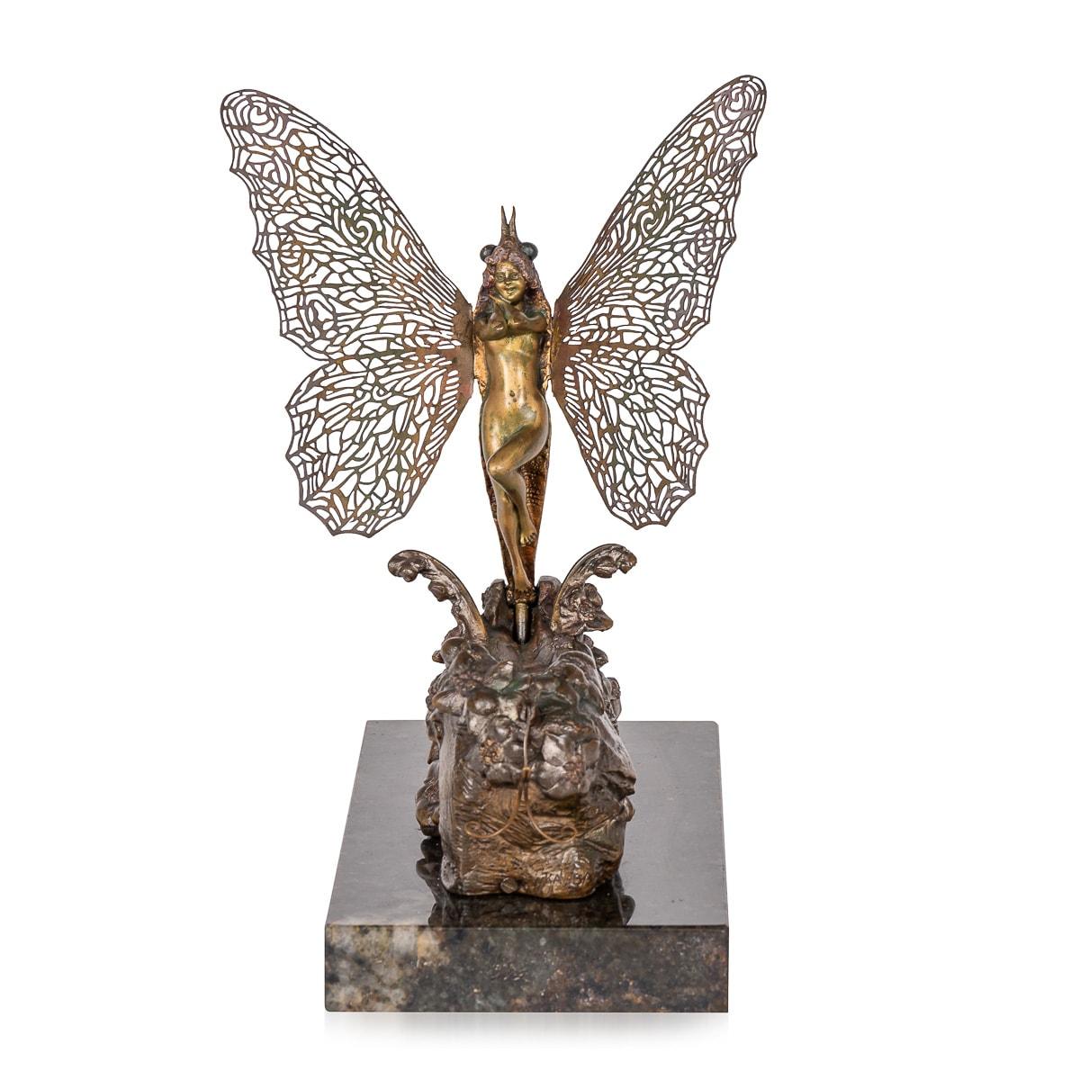 Austrian Antique 20th Century Gilt Bronze Butterfly By Carl Kauba (1865-1922) For Sale