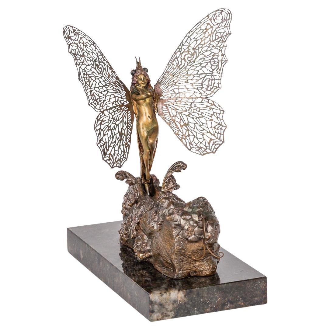 Antique 20th Century Gilt Bronze Butterfly By Carl Kauba (1865-1922)
