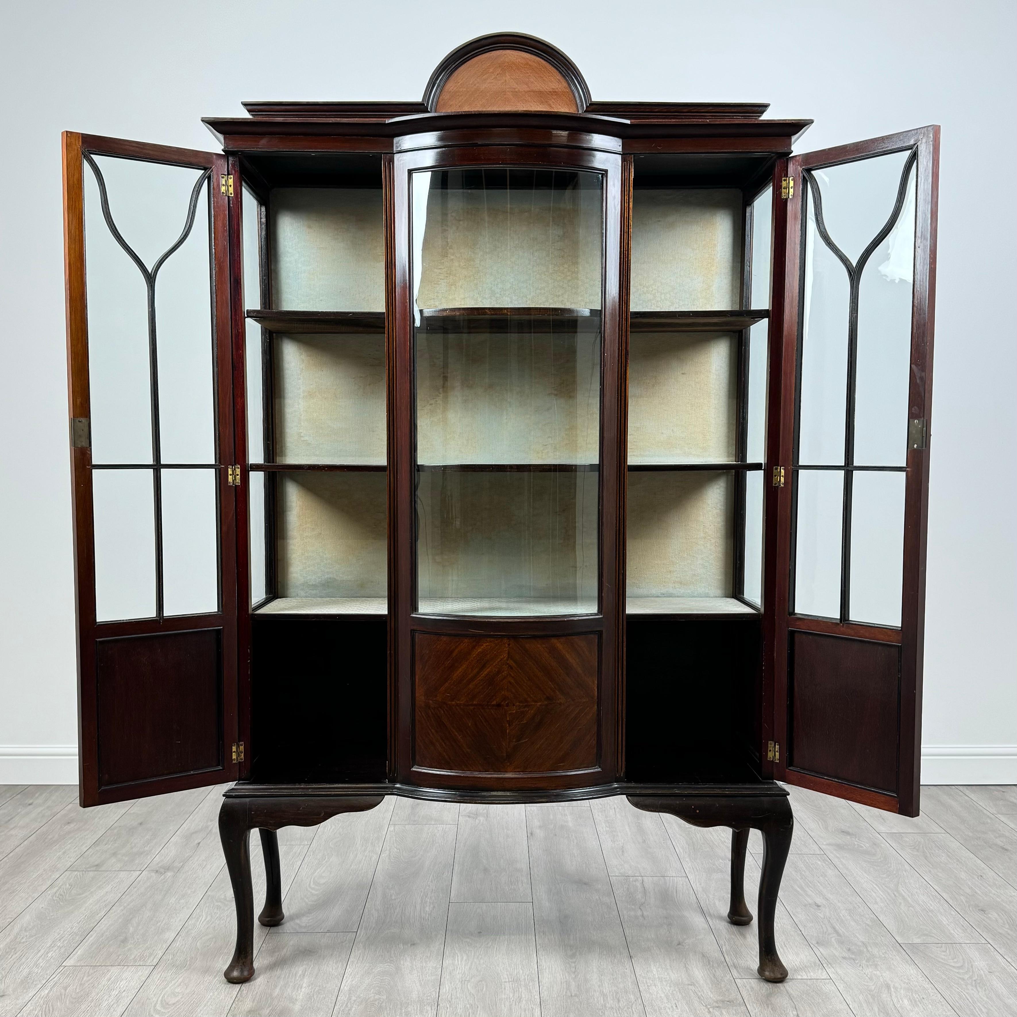 Edwardian Antique 20th Century Glazed Display Cabinet In Mahogany ( REF AF-3547 )