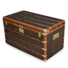 Antique 20th Century Goyard Chevron Canvas Trunk, circa 1910