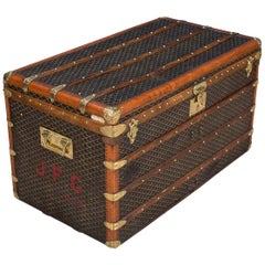 Vintage 20th Century Goyard Chevron Canvas Trunk, circa 1910