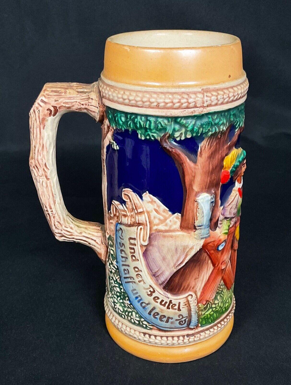 Stein de bière antique du 20ème siècle peint à la main, 18,5 cm - 2Y539 Bon état - En vente à Bordeaux, FR
