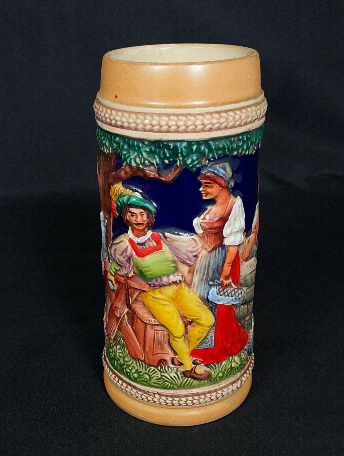 Céramique Stein de bière antique du 20ème siècle peint à la main, 18,5 cm - 2Y539 en vente
